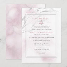 Bat mitzvah Moderne Aquarelle rose pâle