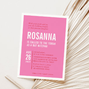 Invitation BAT MITZVAH moderne design minimal rouge rose