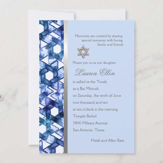 Invitation Bat mitzvah multicolore Damask (Dos)