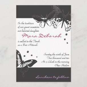Invitation Bat mitzvah NOIR ET BLANC