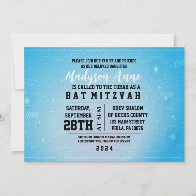 Invitation Bat mitzvah NUMÉRIQUE JEU 3D (Devant)