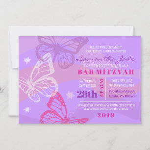 Invitation Bat Mitzvah PAPILLONS & ÉTOILES