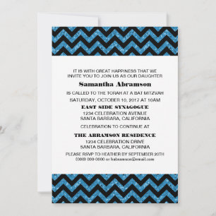 Invitation Bat mitzvah Parties scintillant Blue Ch
