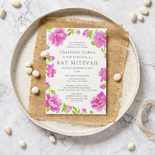 Invitation Bat mitzvah Pink Peonies