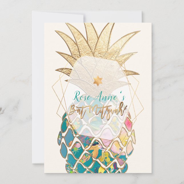 Invitation Bat mitzvah PixDezines Ananas (Devant)