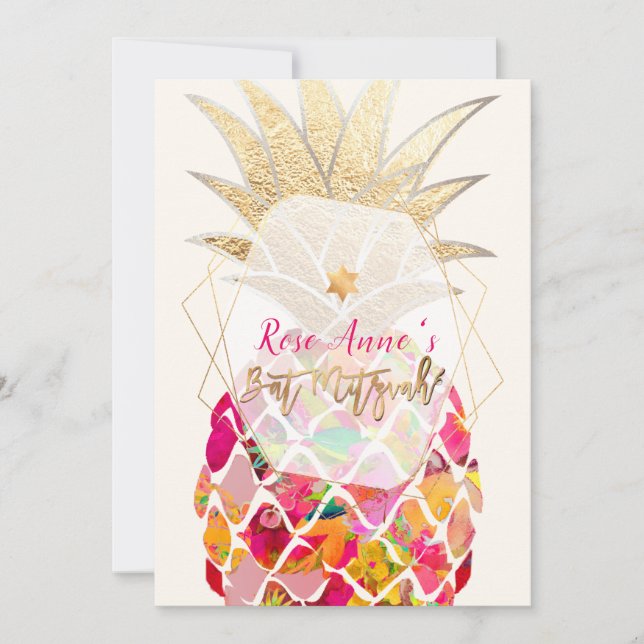Invitation Bat mitzvah PixDezines Ananas (Devant)