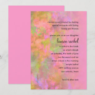 Invitation Bat mitzvah Résumé Design en rose