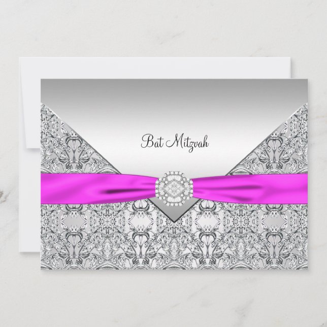 Invitation Bat mitzvah rose chaud (Devant)