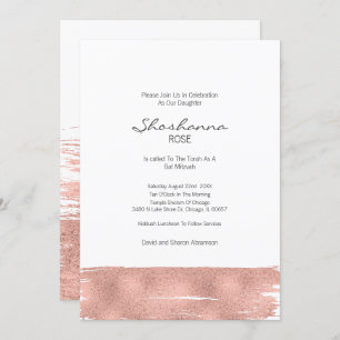 Invitation Bat mitzvah rose Gold Brushstroke