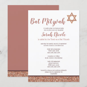 Invitation Bat mitzvah Rose Gold Chic Elegant Faux Parties sc