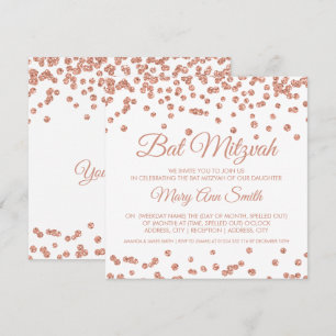 Invitation Bat mitzvah Rose Gold Faux Parties scintillant Con