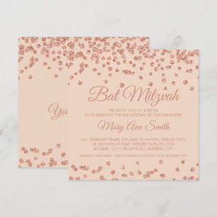 Invitation Bat mitzvah Rose Gold Faux Parties scintillant Con