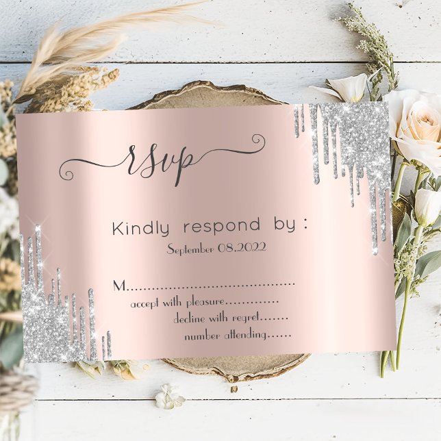 Invitation Bat mitzvah RSVP  de Parties scintillant d'argent (Créateur téléchargé)