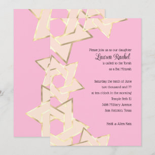 Invitation Bat mitzvah Sheer Gold Star de David sur n'importe