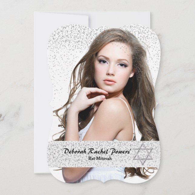 Invitation Bat mitzvah Silver Confetti (Devant)