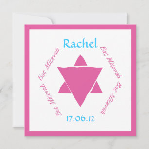 Invitation Bat mitzvah Star of David, personnalisé