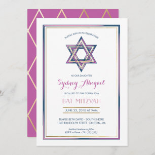 Invitation Bat mitzvah - Star of David w/ Gold