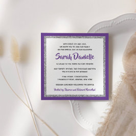 Invitation Bat mitzvah, Turquoise et Carré argenté