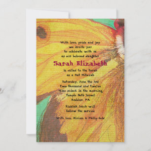 Invitation Bat mitzvah vintage JAUNE