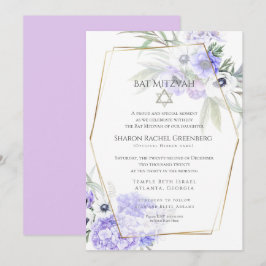 Invitation BAT MITZVAH | Violet Anémone Floral Verse 2