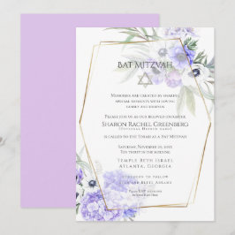 Invitation BAT MITZVAH | Violet Anémone Floral Verse 3