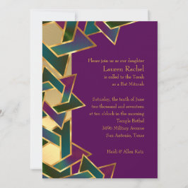 Invitation Bat mitzvah violet Turquoise étoile de David sur n