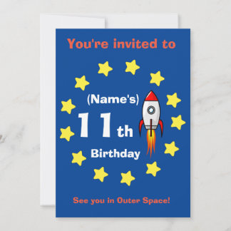 Invitation - Bateau à fusée Anniversaire personnal