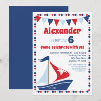Invitation bateau à voile Enfants Voilier Bateau A