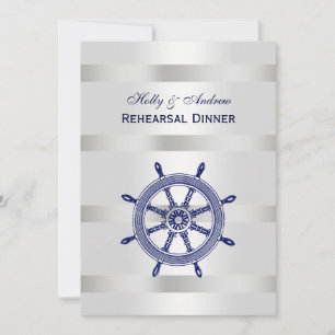 Invitation Bateau bleu Roue Argent Wht BG V Répétition Din