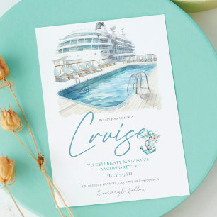 Invitation Bateau d'aquarelle Cruise Bachelorette Party