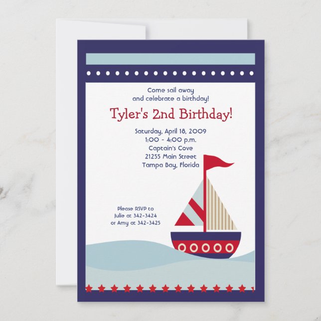 Invitation Bateau de la Marine Bateau Nautique Anniversaire 5 (Devant)