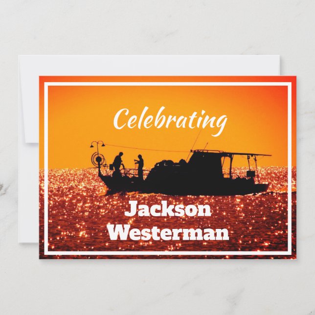Invitation Bateau de pêche au mémorial du coucher du soleil  (Devant)