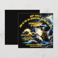 Bateau fantôme pirate drapeau orageux nuit mers na