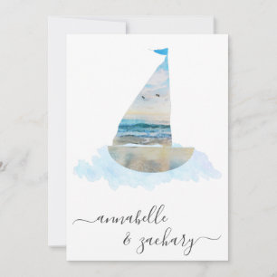 Invitation *~* BATEAU Mer RSVP + QR Beach AR7 Mariage