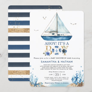 Invitation Bateau nautique Ahoy C'est un Baby shower garçon p