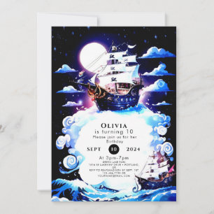 Invitation Bateau simple pour enfants Pirate Anniversaire