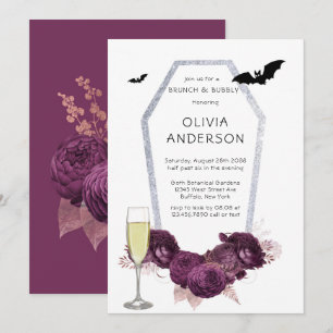 Invitation Bateaux à café Peony Purple Argent Brunch & Bubbly