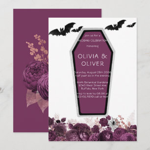 Invitation Bateaux à café Peony violet et argenté Mariage Inv