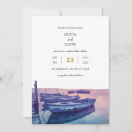 Invitation Bateaux de pêche Purple Twilight Sky Mariage