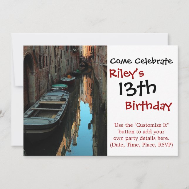 Invitation Bateaux sur Canal Water Venice Italie Bâtiments (Devant)