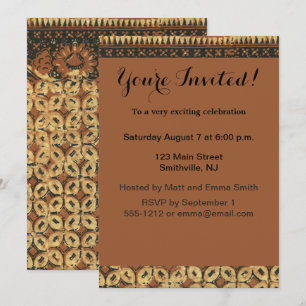 Invitation Batik Earthy Coffee Bean Élégant Rustique robuste