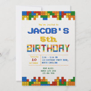 Invitation Bâtiment Blocks Boy Anniversaire de fête Invitatio