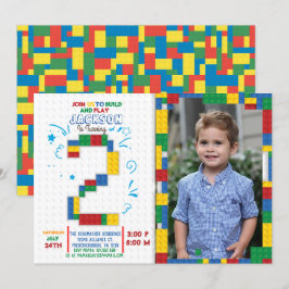 Invitation Bâtiments Blocs Anniversaire Briques 2 ans Invitat