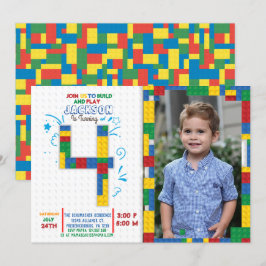 Invitation Bâtiments Blocs Anniversaire Briques 4 ans Invitat