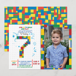 Invitation Bâtiments Blocs Anniversaire Briques 7 ans Invitat