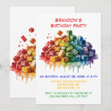 Bâtiments colorés Blocs garçon fête d'anniversaire