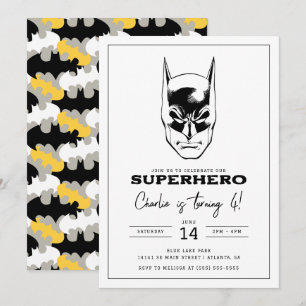 Invitation Batman Head Super Hero Boys Anniversaire