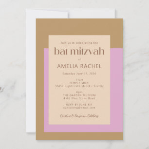 Invitation Batmitsva géométrique rose or lilas moderne