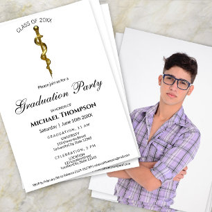 Invitation Bâton d'Asclépios Médical Or Diplômé   Photo