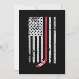 Invitation Bâton de hockey rouge drapeau américain Hockey USA